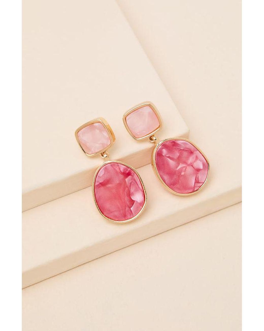 Lulus Pink Lovan Stone Drop Earrings