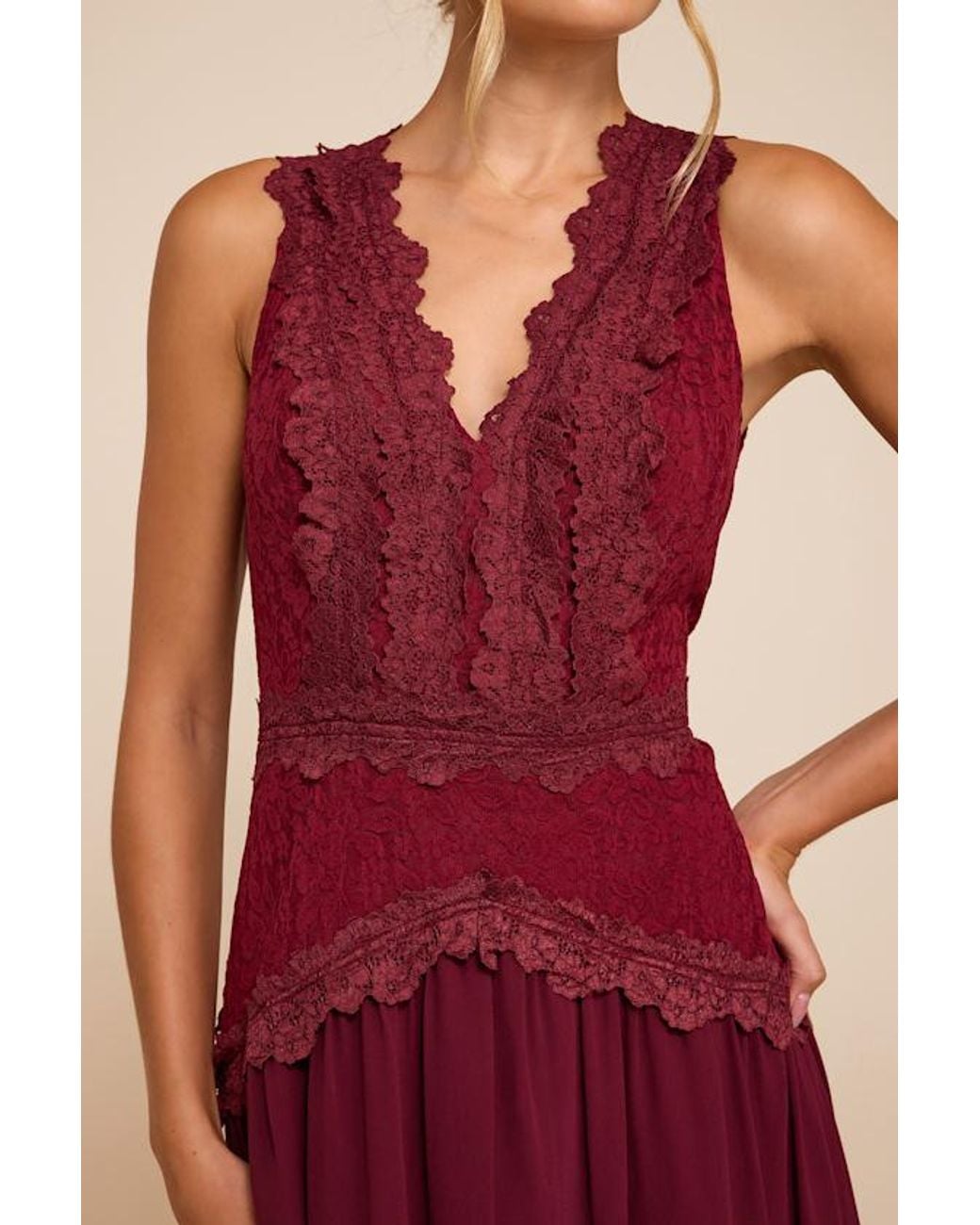 Lulus Red Zooey Lace Backless Midi Dress