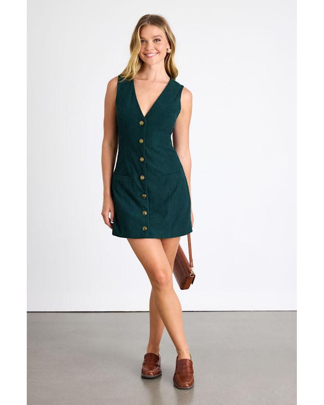 slim fit dress slacks The Vampire's Wife Dark Green Jumbo Corduroy Festival Midi Dress – Phoenix  Style main image 0