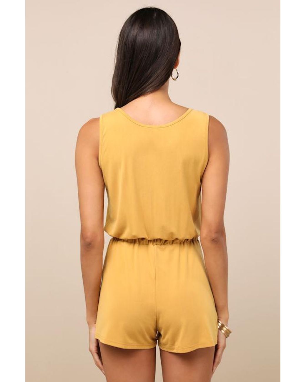 Lulus Yellow Sun Charmer Sleeveless V-Neck Lounge Romper