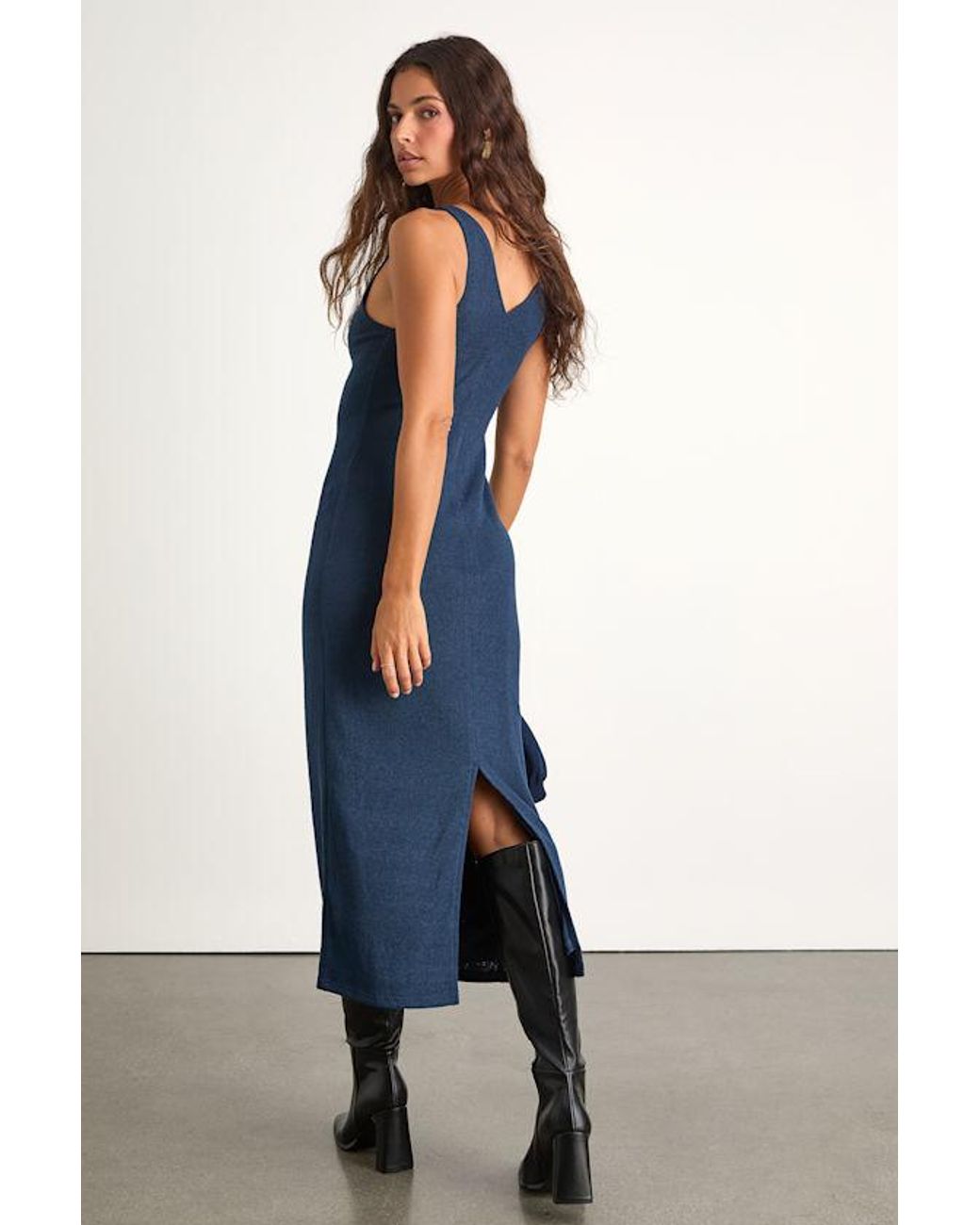 Lulus Blue Marvelous Match Knit Two-Piece Midi Dress & Sweater Set