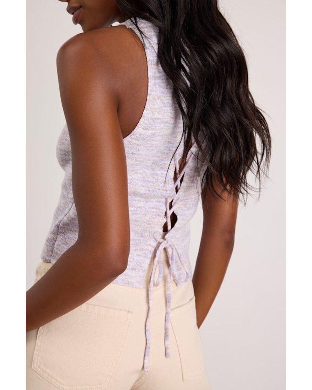 Lulus Natural Cennet Multi Space Dye Lace-Up Tank Top