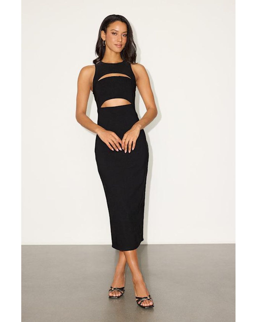 Lulus Black Brenda Cutout Bodycon Midi Dress