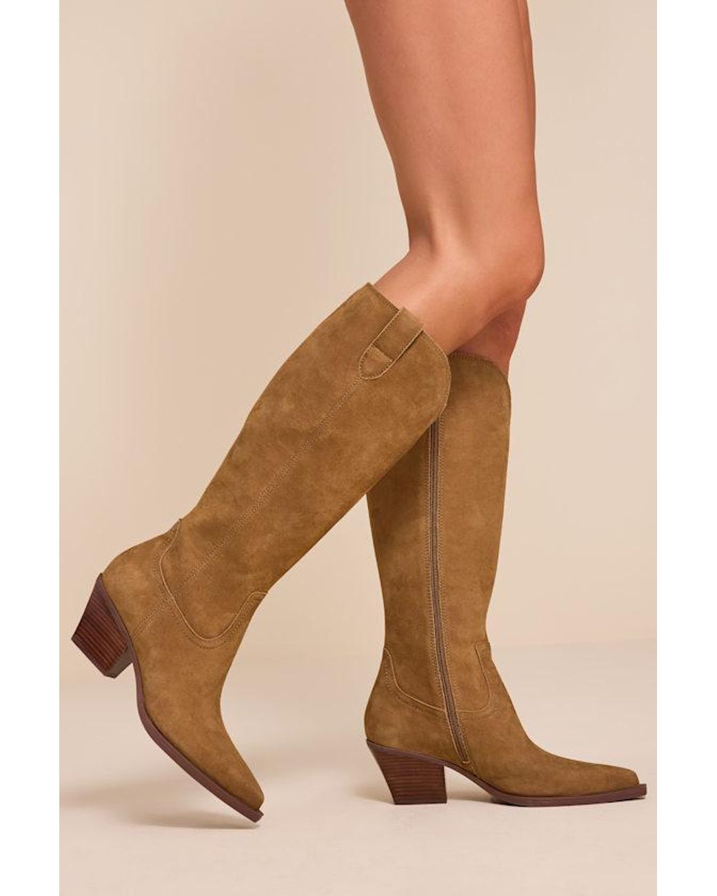Dolce Vita Natural Ratana Camel Suede Leather Knee-High Boots