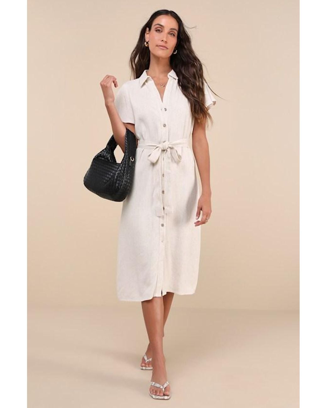 Lulus Natural Italian Summer Linen Midi Dress