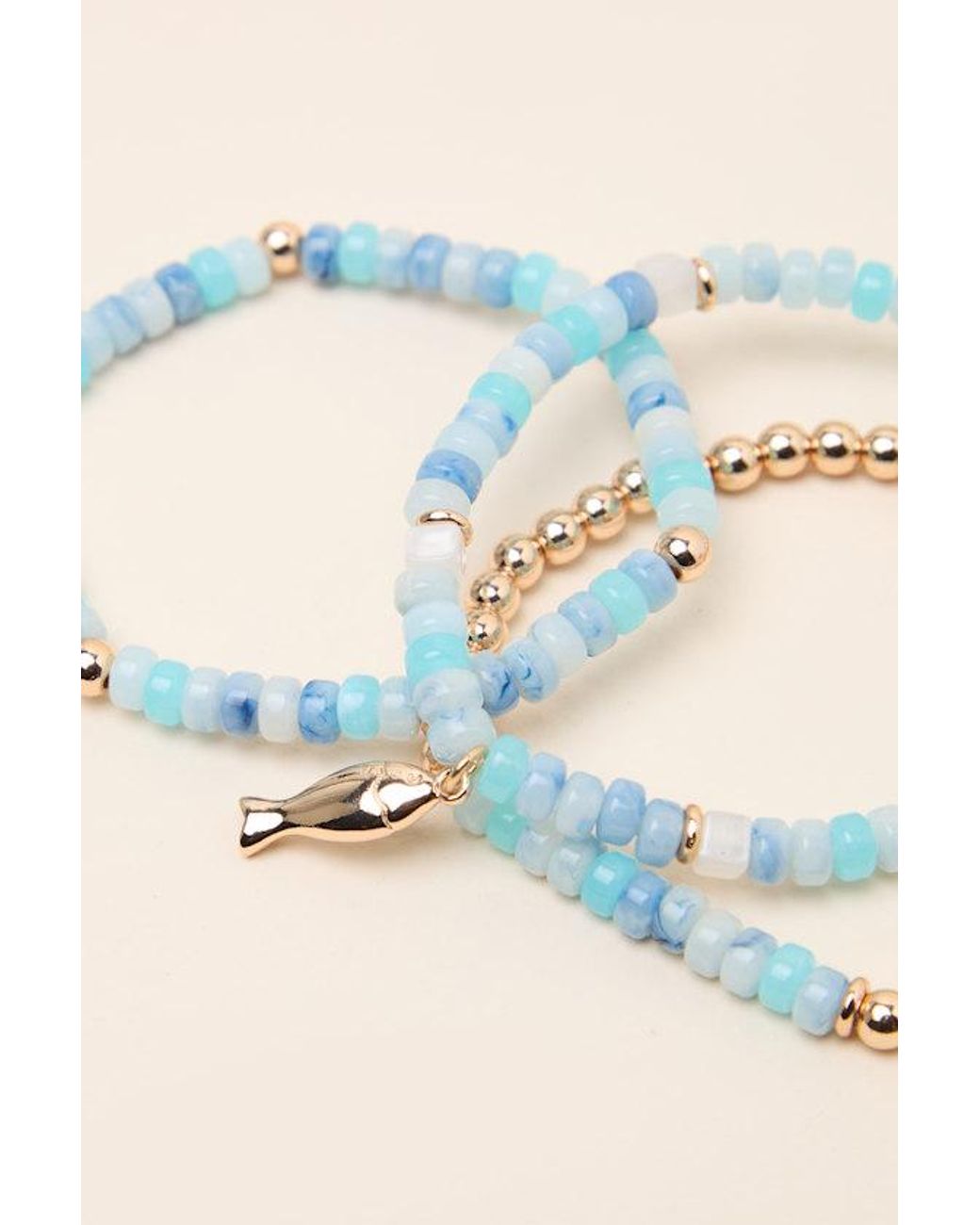Lulus Blue Analisa Multi Beaded Three-Piece Bracelet Set