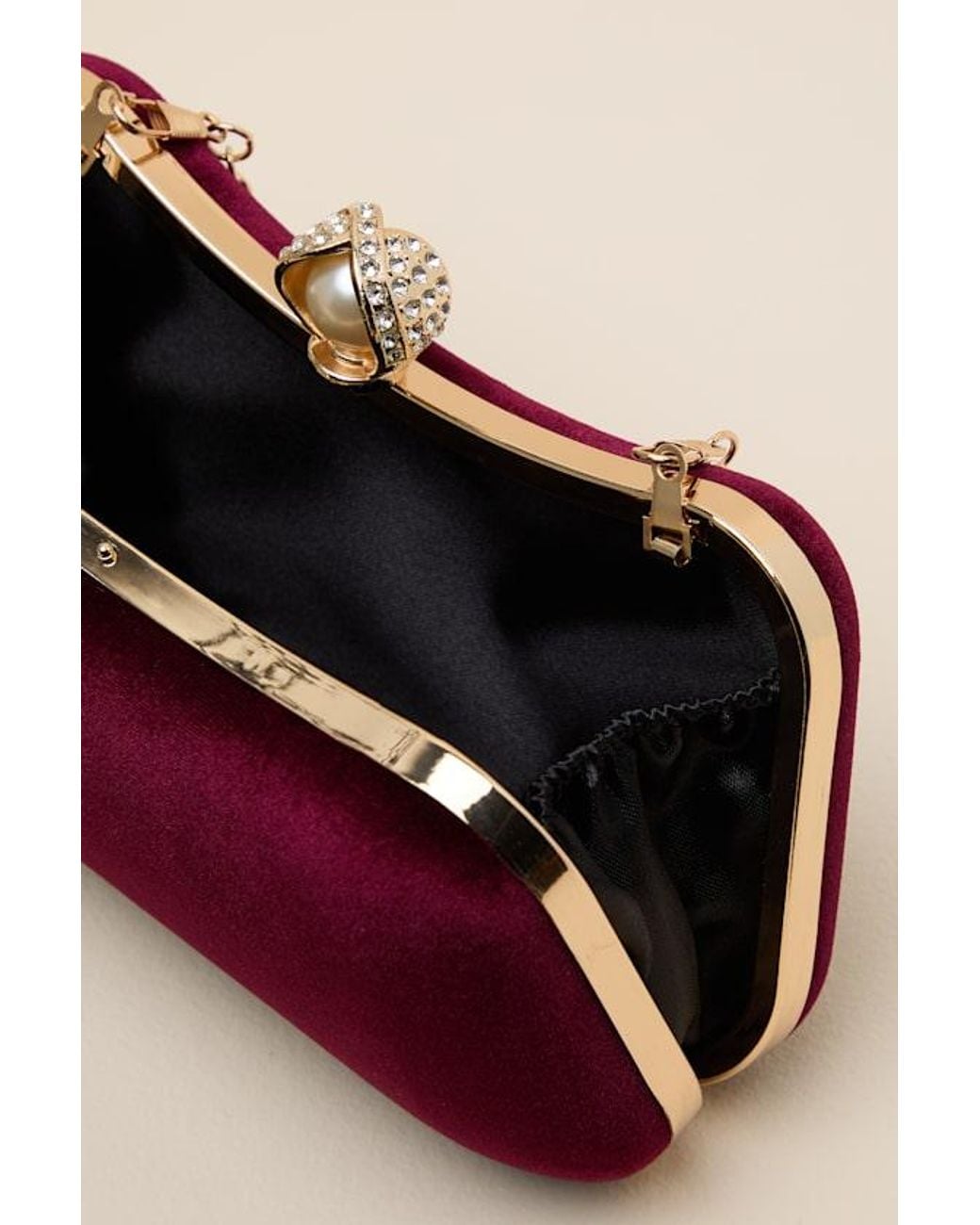 Lulus Red Date Night Velvet Clutch