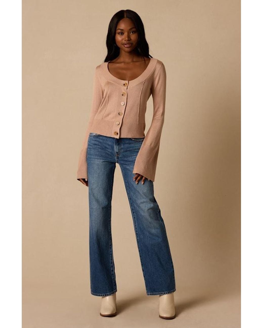 Lulus Natural Bastian Camel Button-Front Cardigan Sweater Top