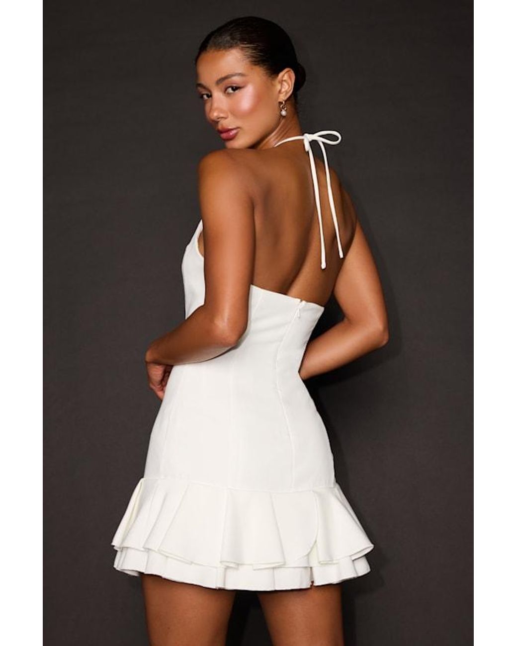 Lulus White Idesa Halter Tiered Mini Dress