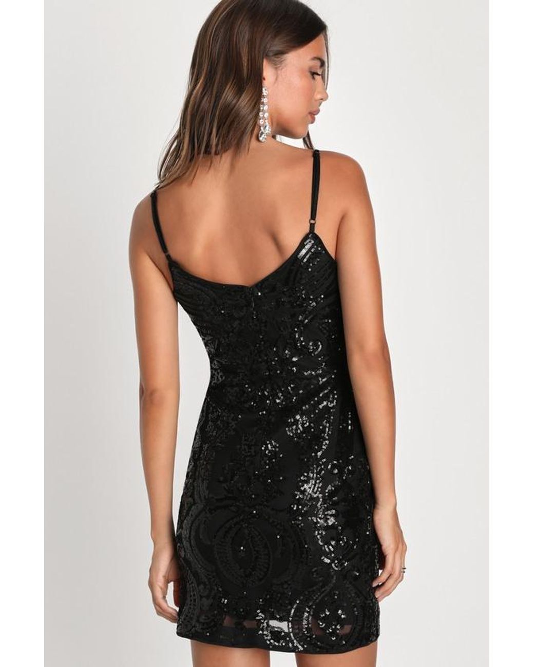 Lulus Black Effervescent Essence Sequin Sleeveless Bodycon Mini Dress