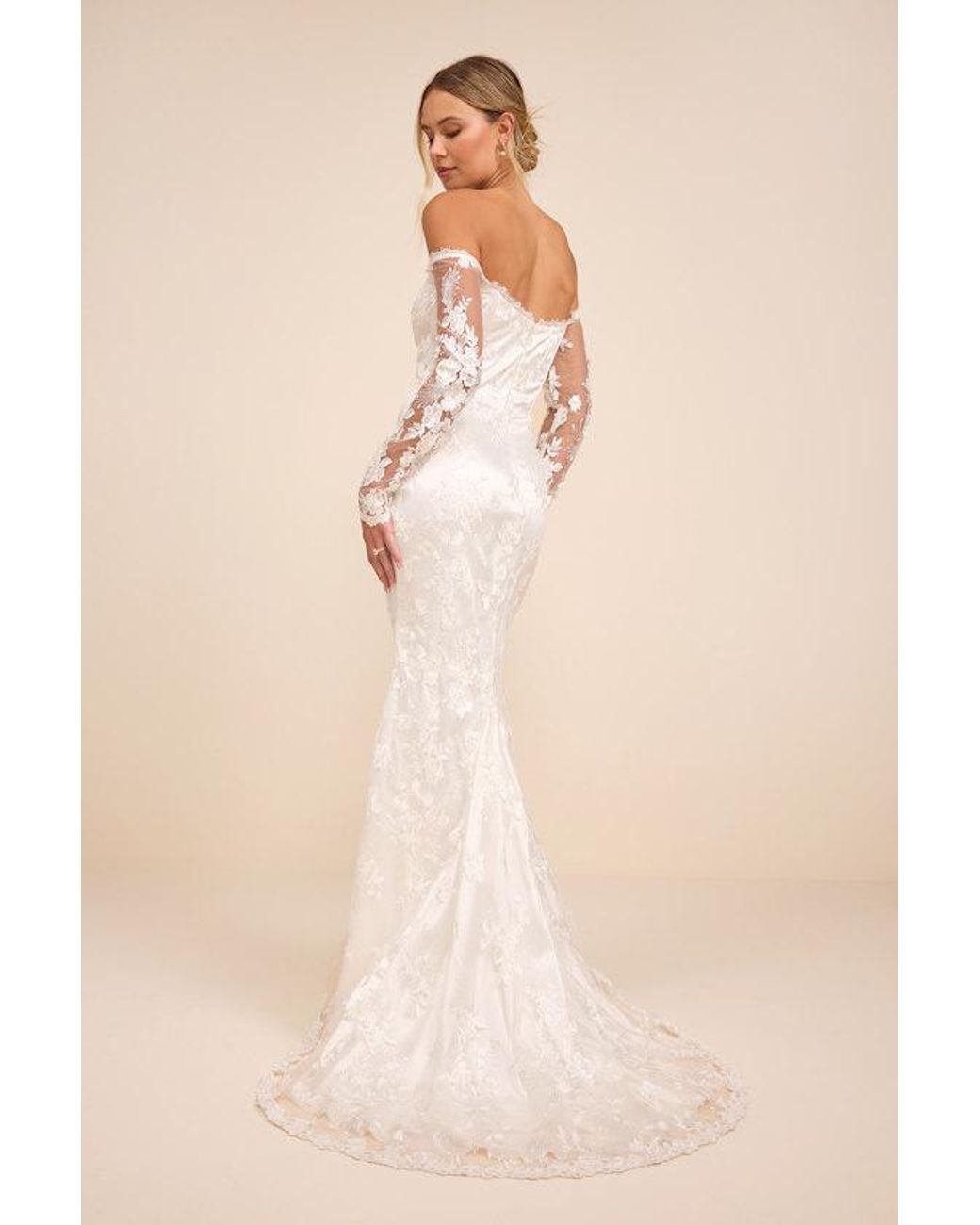 Lulus Natural Lucina Embroidered Bustier Long Sleeve Maxi Dress