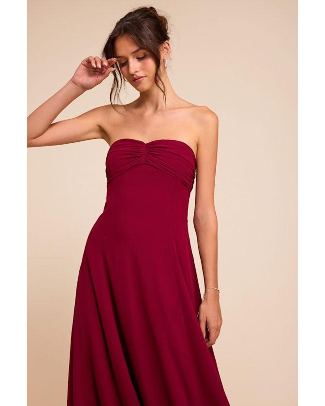 Lulus Red Kamalia Strapless Maxi Dress