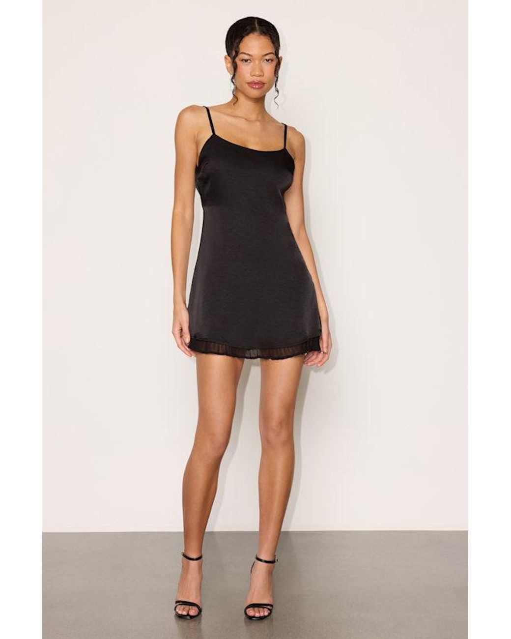 Lulus Black Dandria Satin Cowl Back Mini Dress