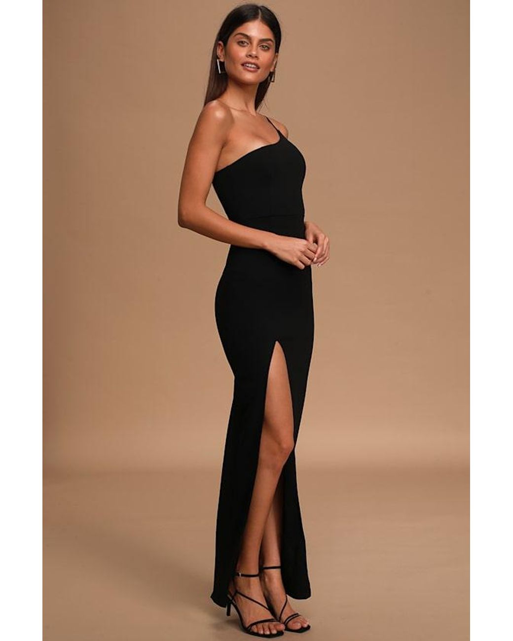Lulus Black Keeper Of My Heart One-Shoulder Maxi Dress