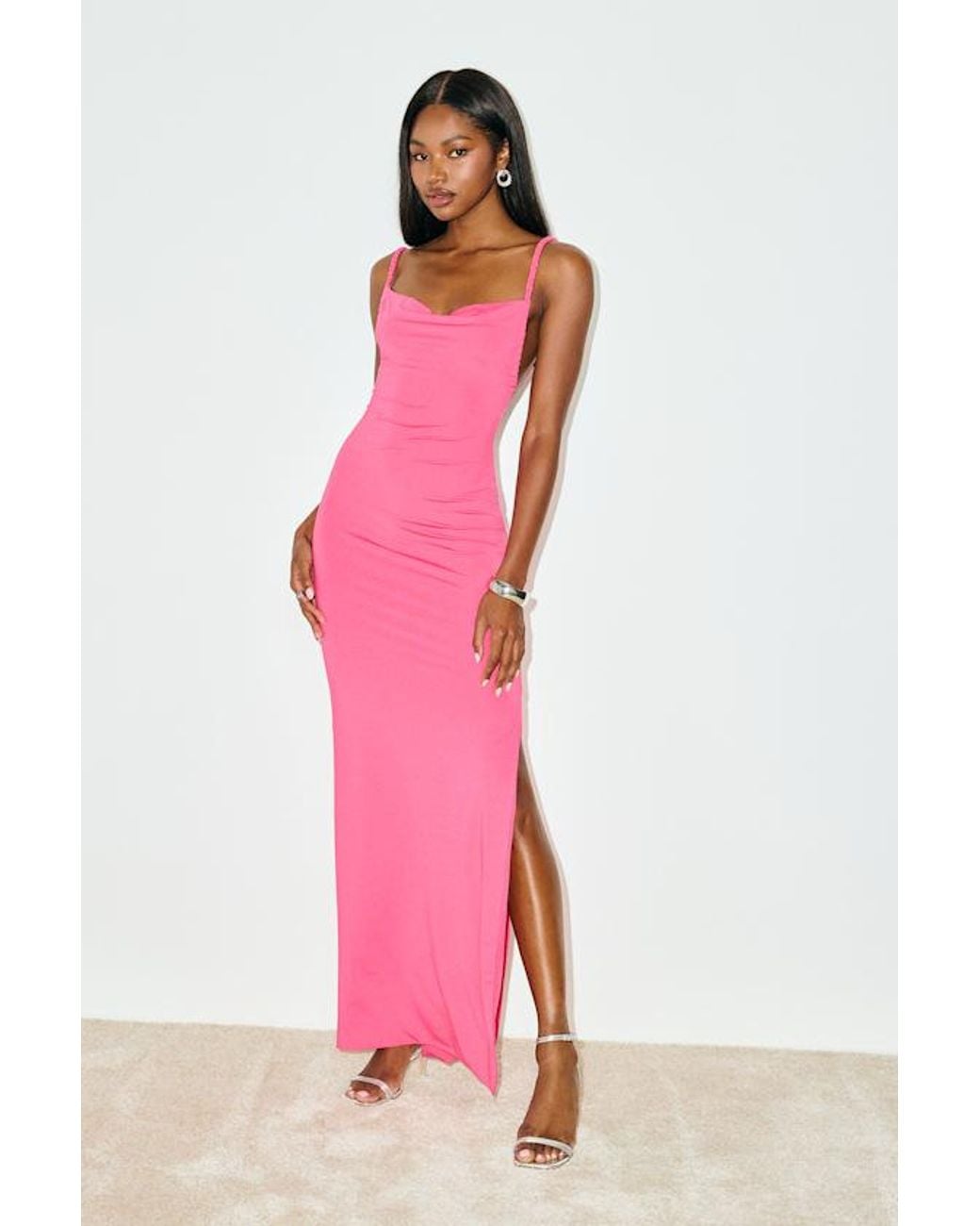 Lulus Red Dynasty Slinky Knit Backless Maxi Dress