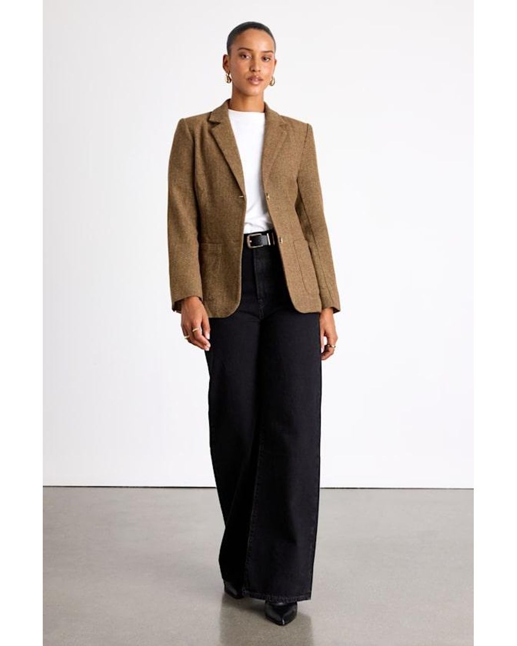 Lulus Brown Avielle Wool Tweed Collared Blazer
