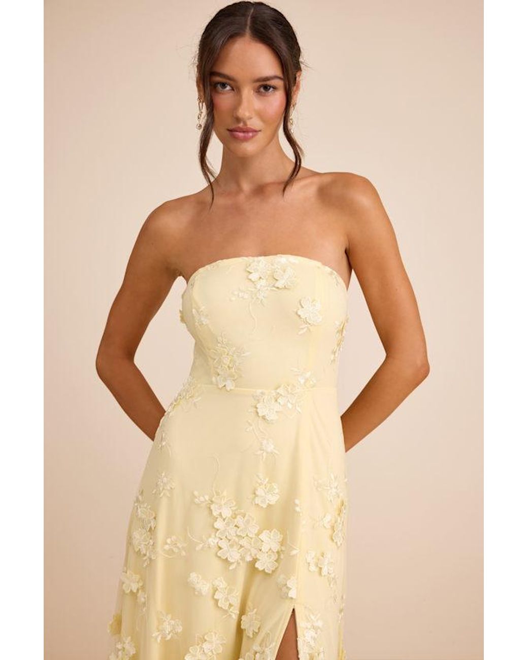 Lulus Natural Rare Presence 3D Floral Embroidered Maxi Dress