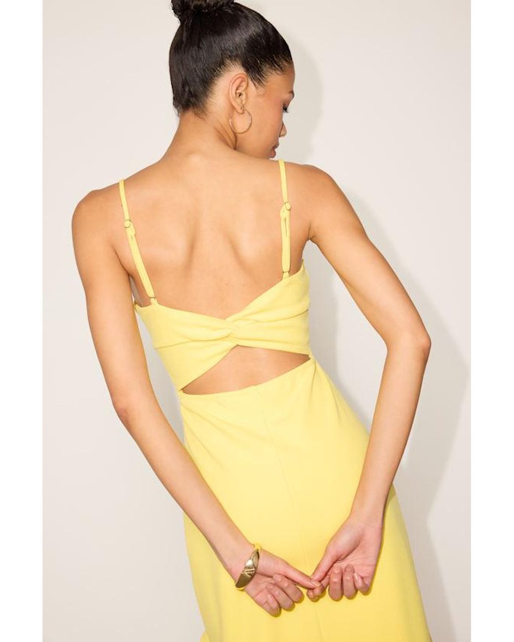 Lulus Yellow Iveta Cutout Ruffled Sleeveless Midi Dress