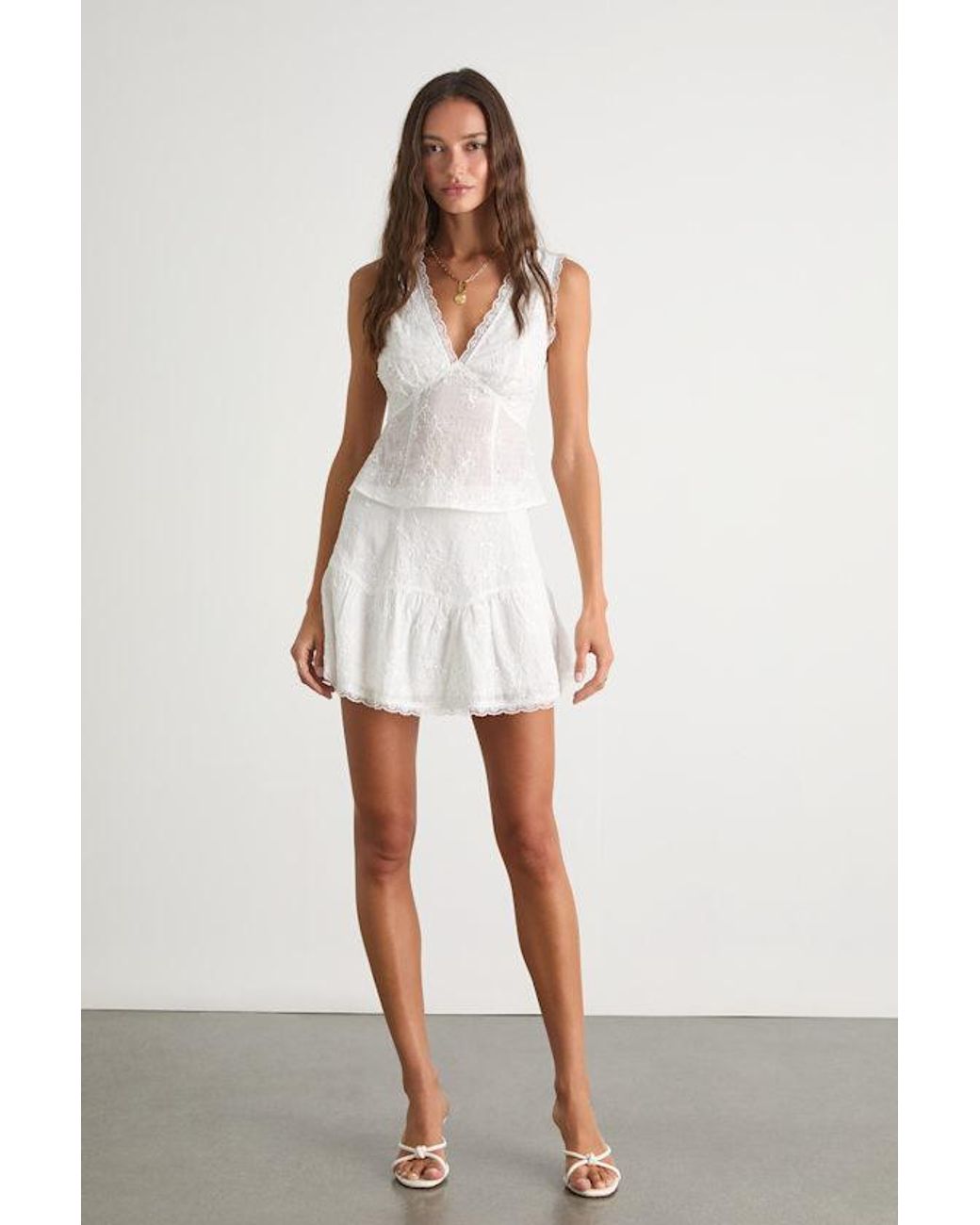 Lulus White Dessie Embroidered Tie-Back Tank Top