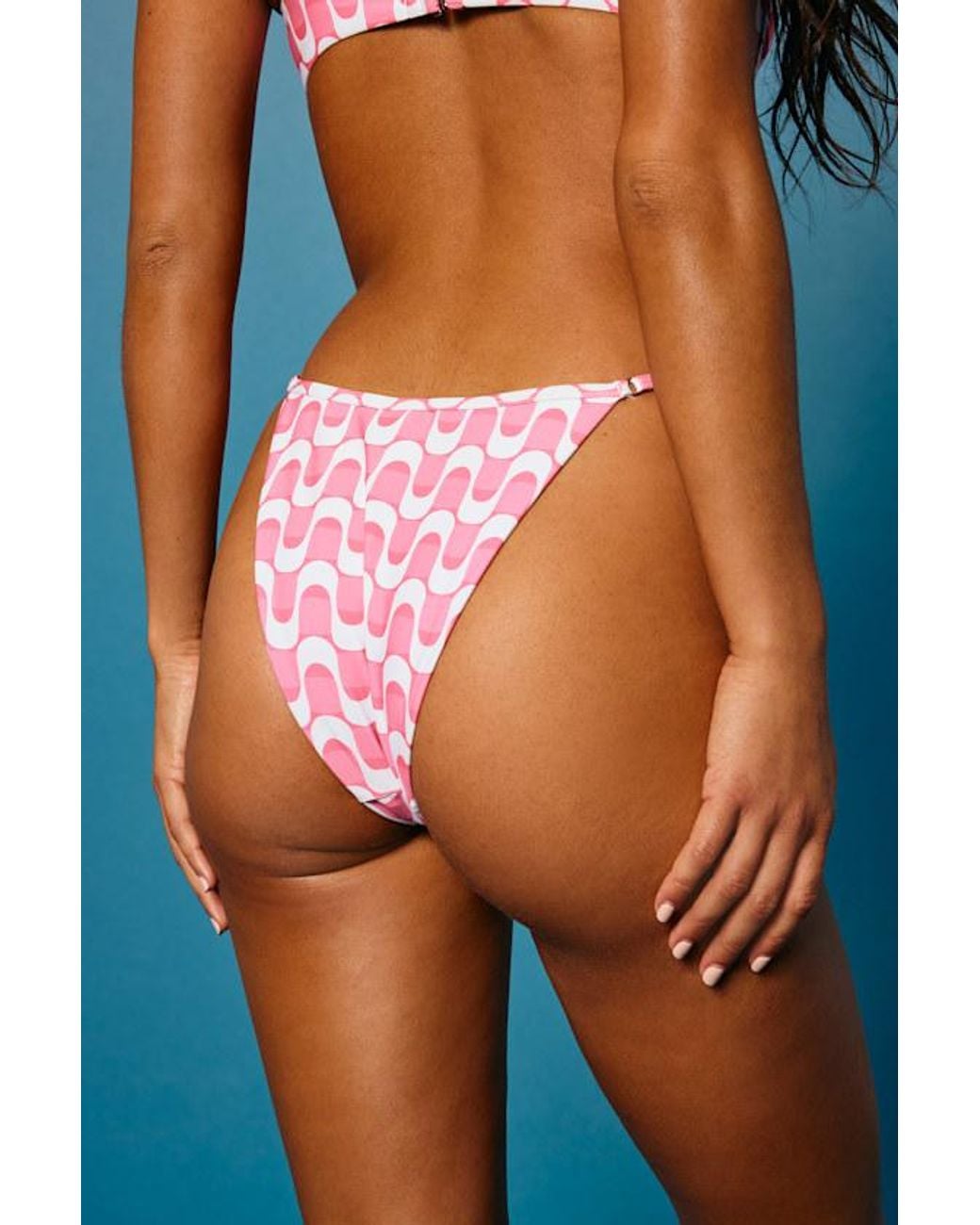 Lulus Brown Riptide Retro Print Low-Rise Cheeky Bikini Bottoms