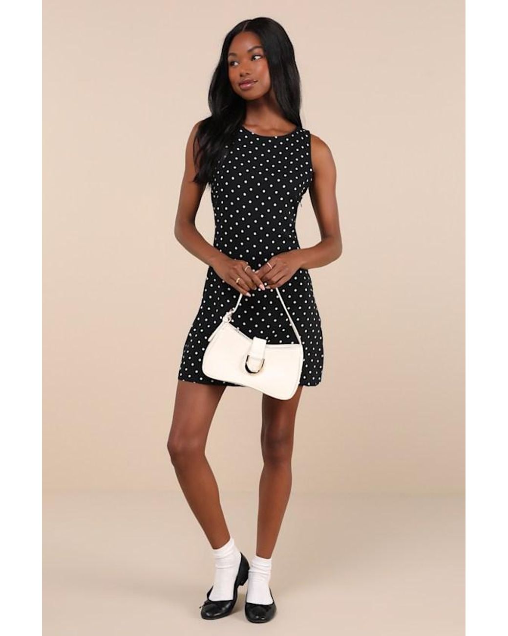 Motel Ayana Polka Dot Backless Sleeveless Mini Dress in Natural | Lyst