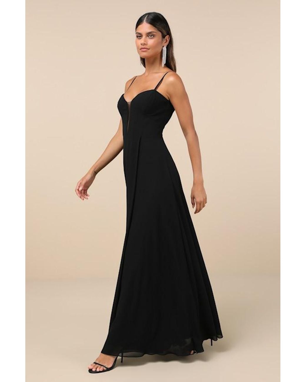 Lulus Black Stunning Grace Cutout A-Line Maxi Dress