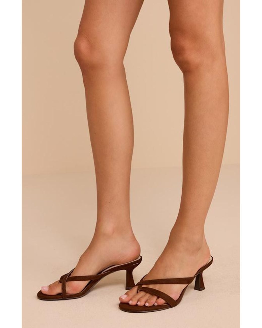 Dolce Vita Natural Devona Suede Strappy Kitten Heels