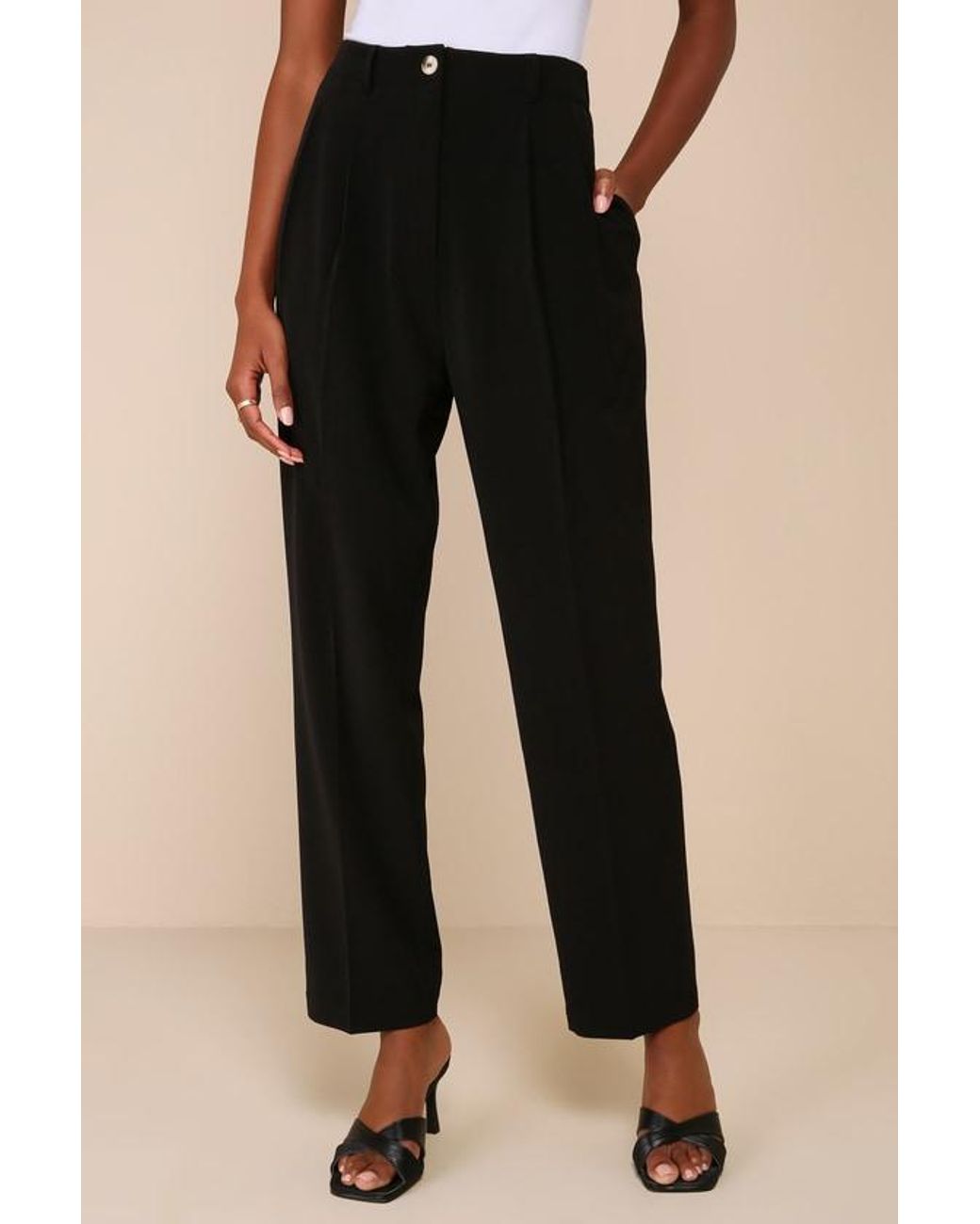 Lulus Brown Sophisticated Company Straight Leg Trouser Pants