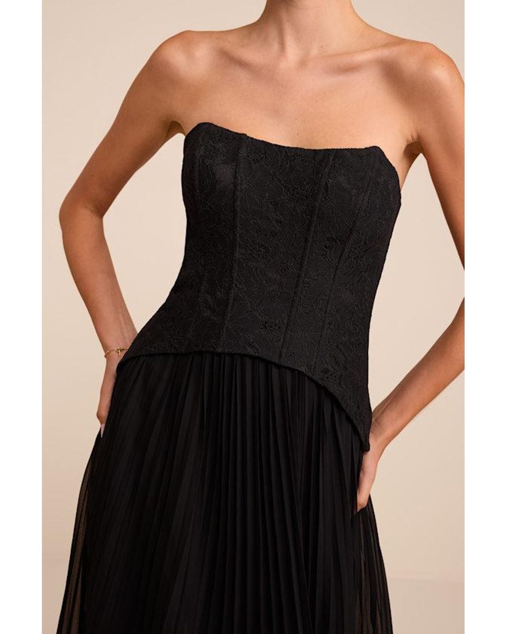 Lulus Black Olivia Strapless Bustier Maxi Dress