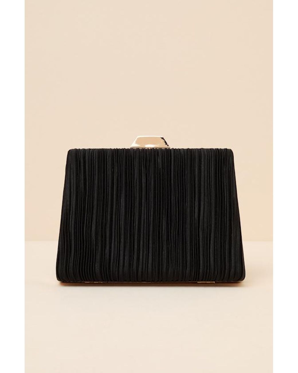 Lulus Black Ezra Pleated Crossbody Clutch