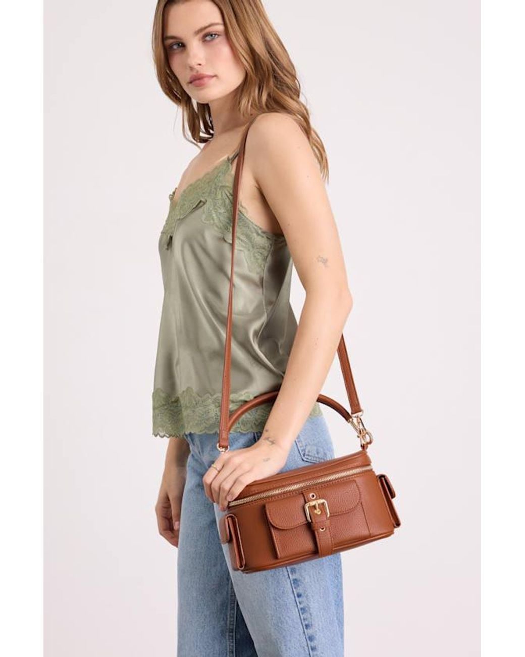 Lulus Brown Cadia Vegan Leather Crossbody Bag