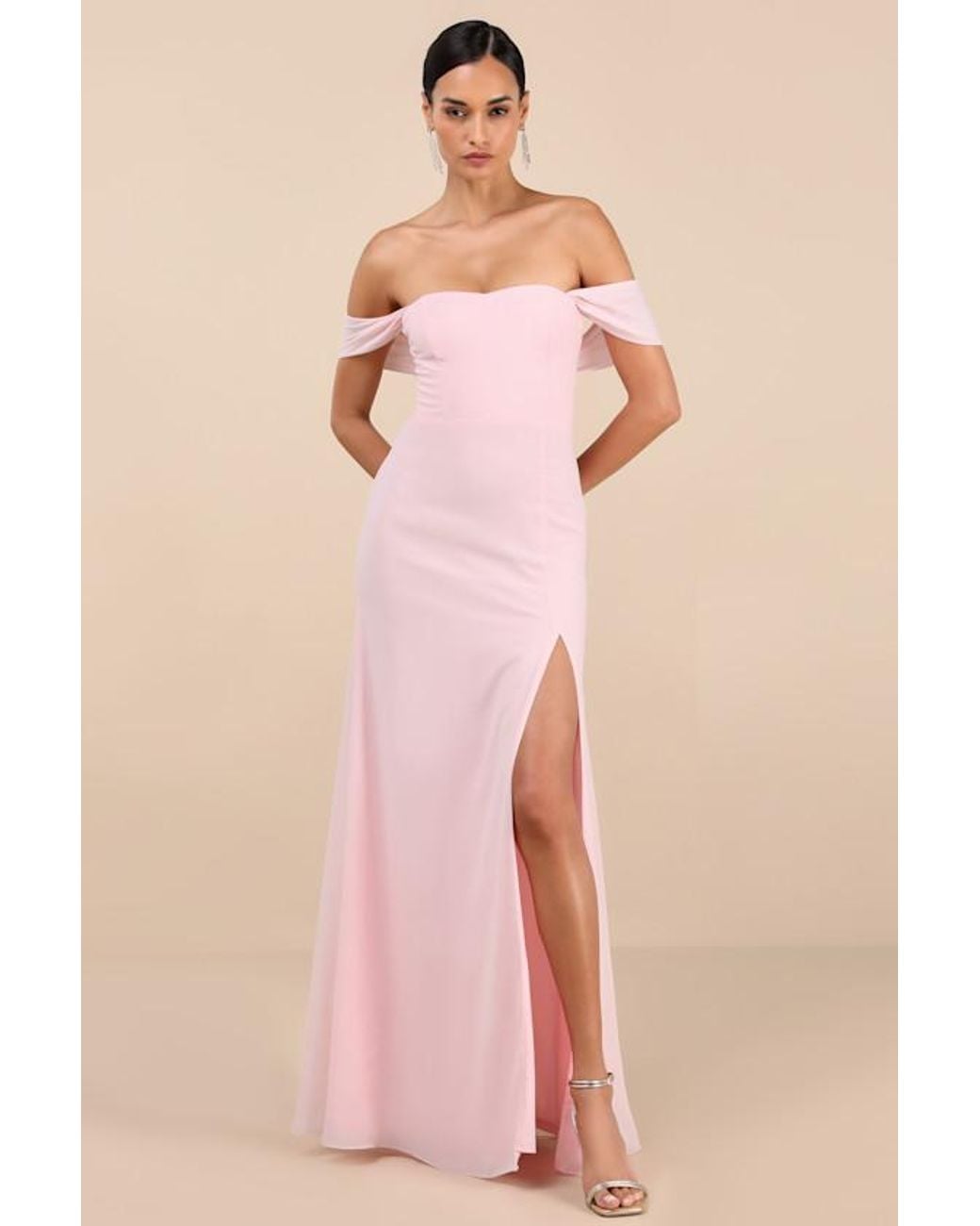 Lulus Pink Magical Magnetism Off-The-Shoulder Maxi Dress