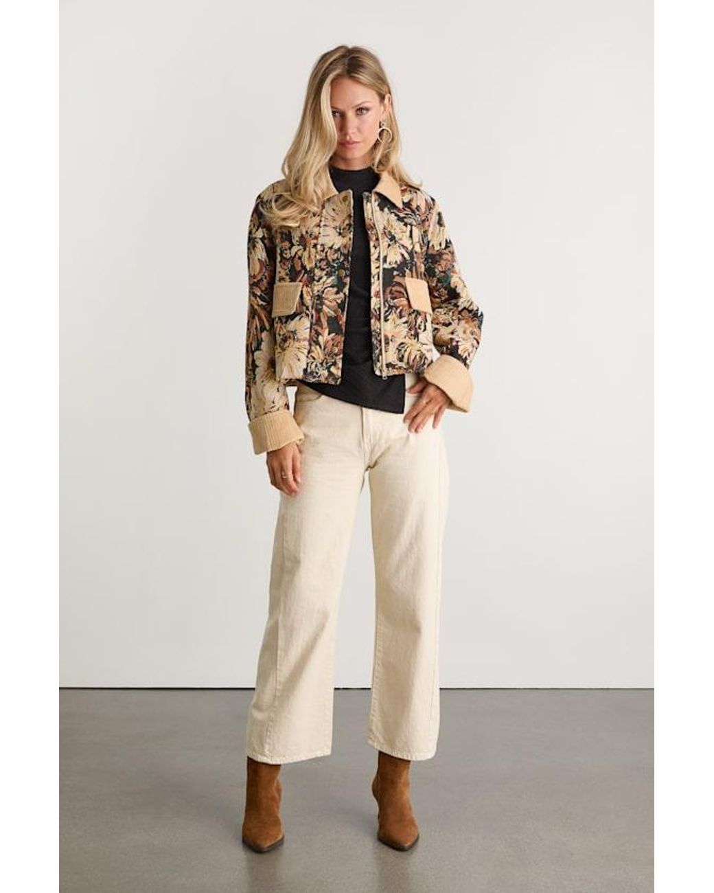 Lulus Brown Morrina And Floral Jacquard Barn Jacket