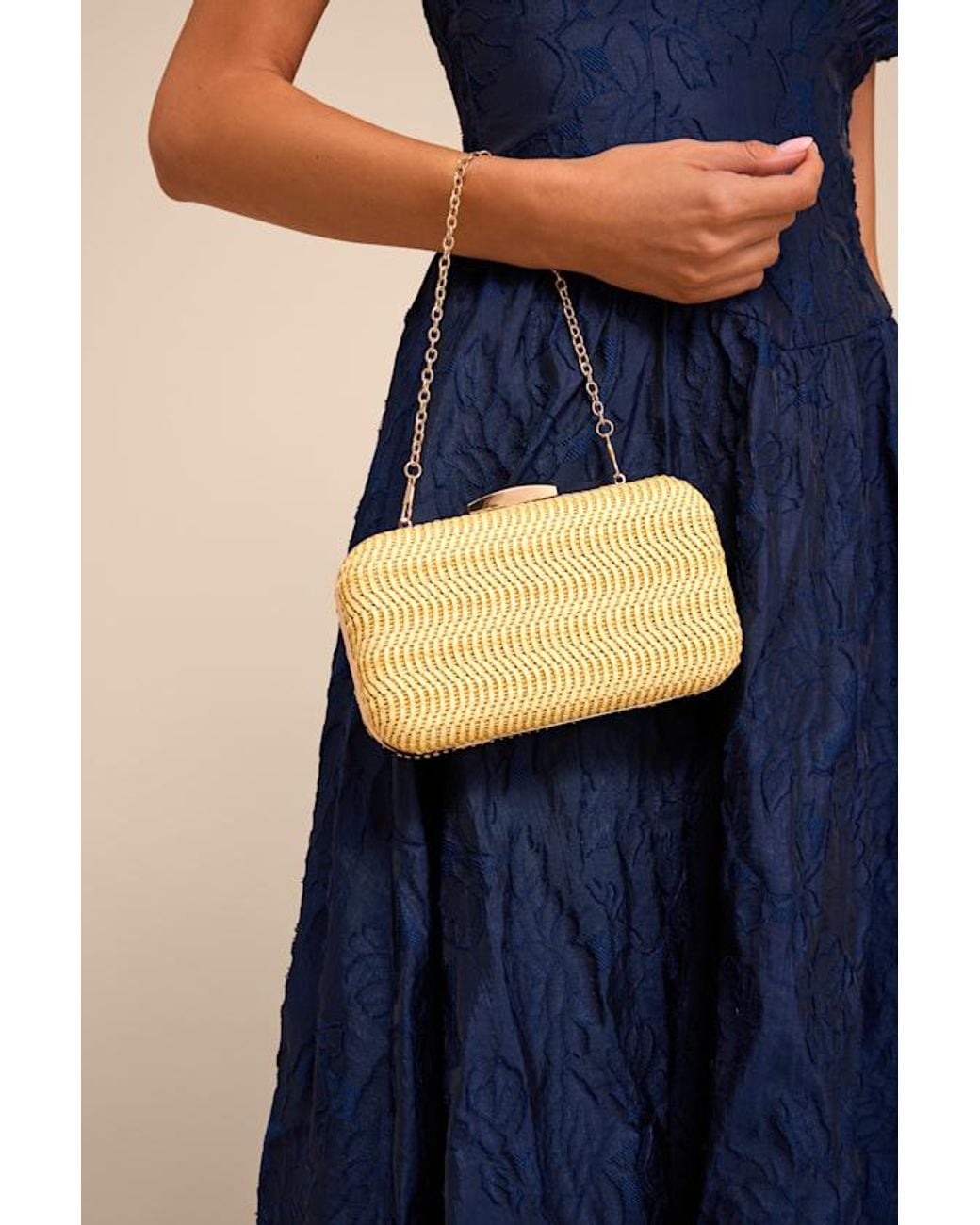 Lulus Blue Keegan Woven Chain Crossbody Clutch