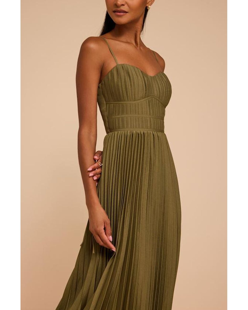Lulus Natural Elvie Pleated Maxi Dress