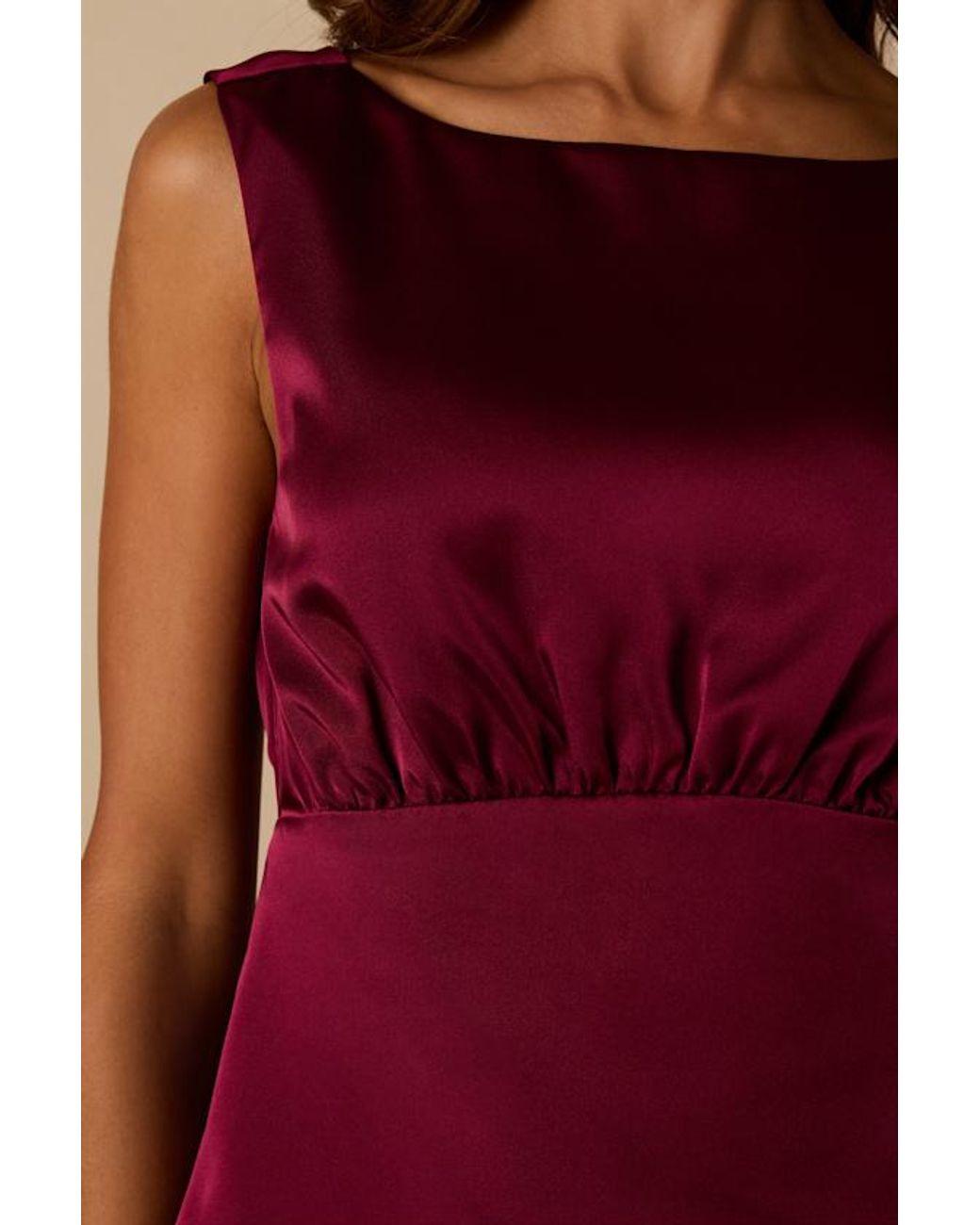 Lulus Red Arquette Wine Satin Cowl Back Tank Top