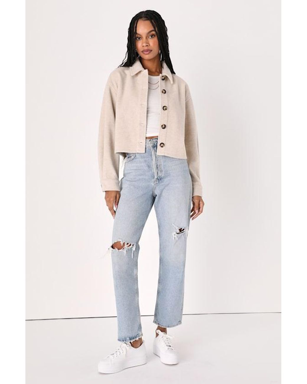 Lulus Natural Comfy Essence Cropped Shacket