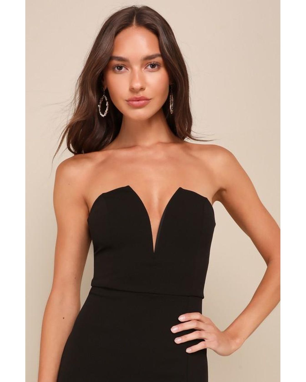 Lulus Black Dedicated To Glamour Strapless Maxi Dress