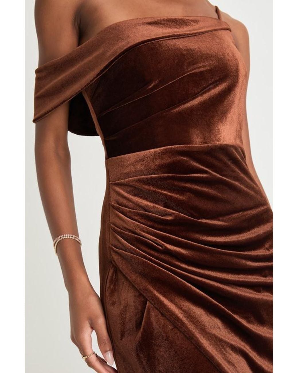 Lulus Red Showing Off A Little Velvet Asymmetrical Tulip Midi Dress