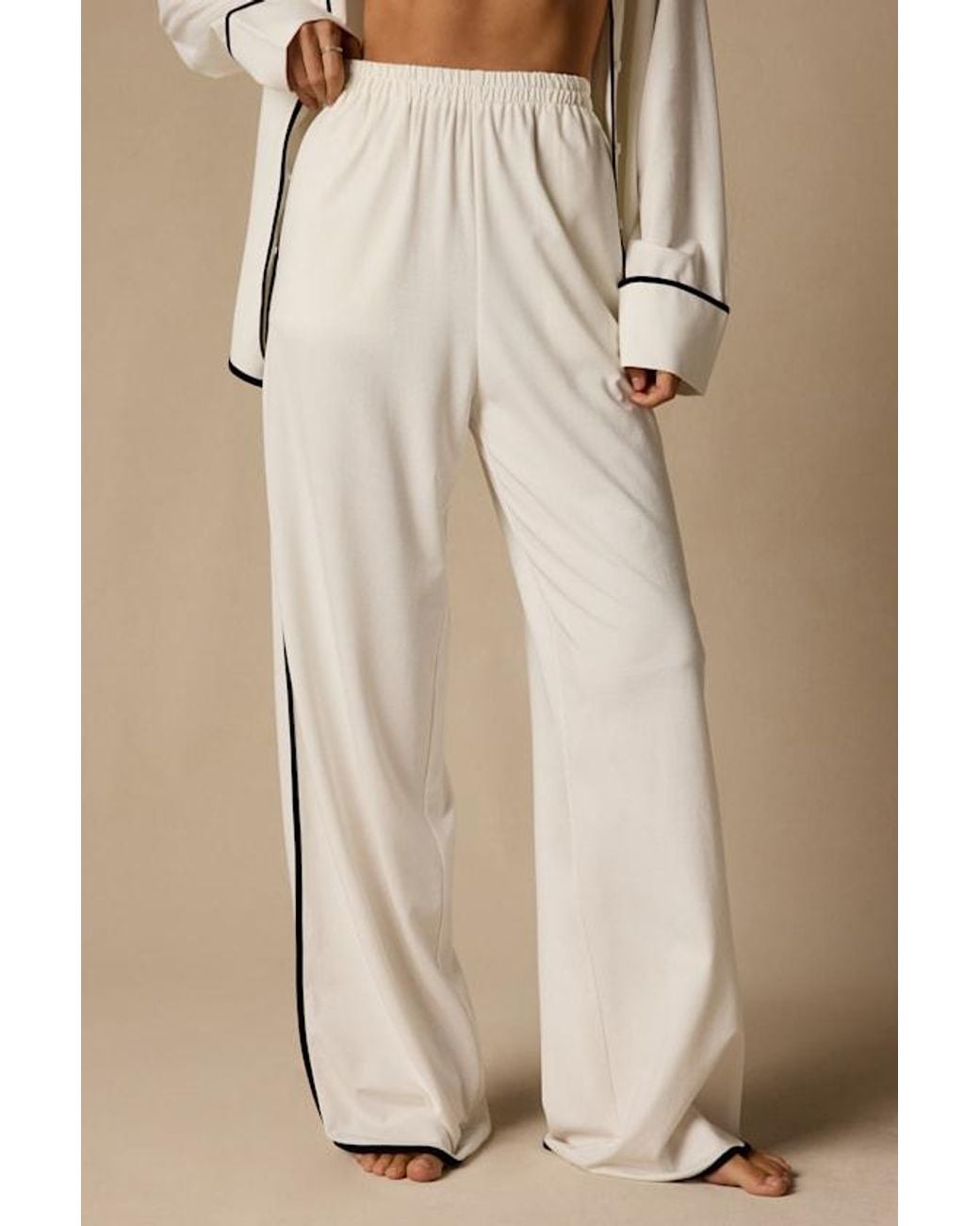 Lulus Natural Surina Ivory And Long Sleeve Two-Piece Pajama Set