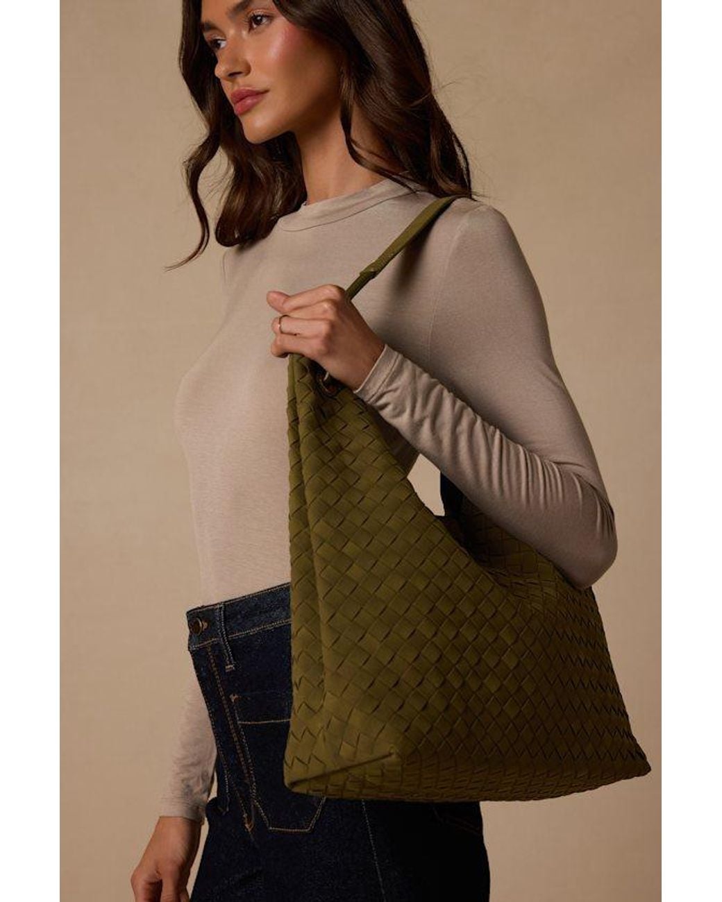 Lulus Green Alba Woven Tote Bag