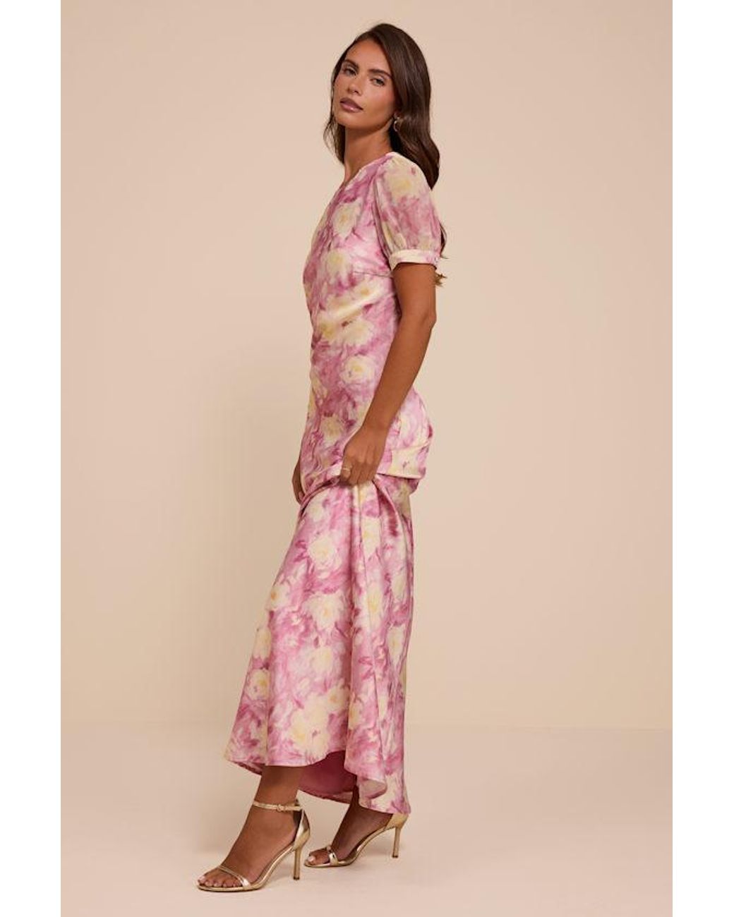Lulus Pink Eirini Dusty Floral Backless Maxi Dress