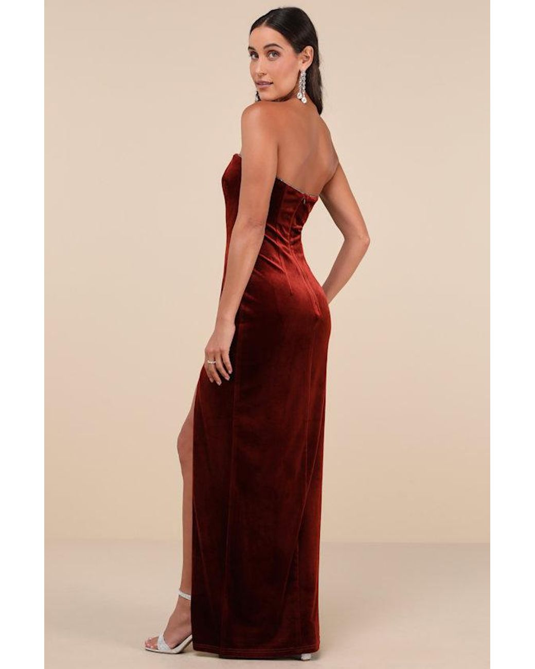 velvet rust bridesmaid dresses Desert Rose Rust Mismatched Vevelt Mermaid Long Bridesmaid Dresses, WG –  SposaBridal main image 1