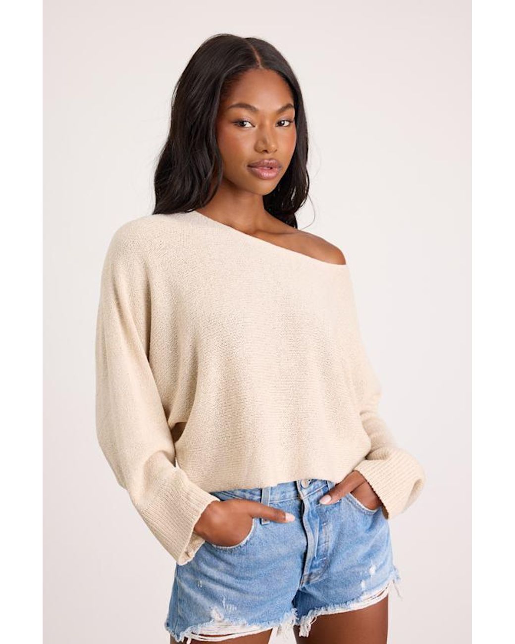 Lulus Natural Jaylin Cream Boat Neck Pullover Sweater