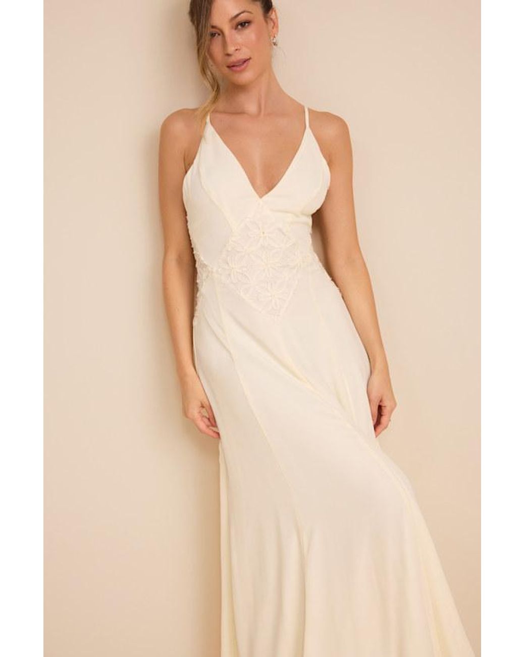 Lulus Natural Samalia Sleeveless Applique Maxi Dress