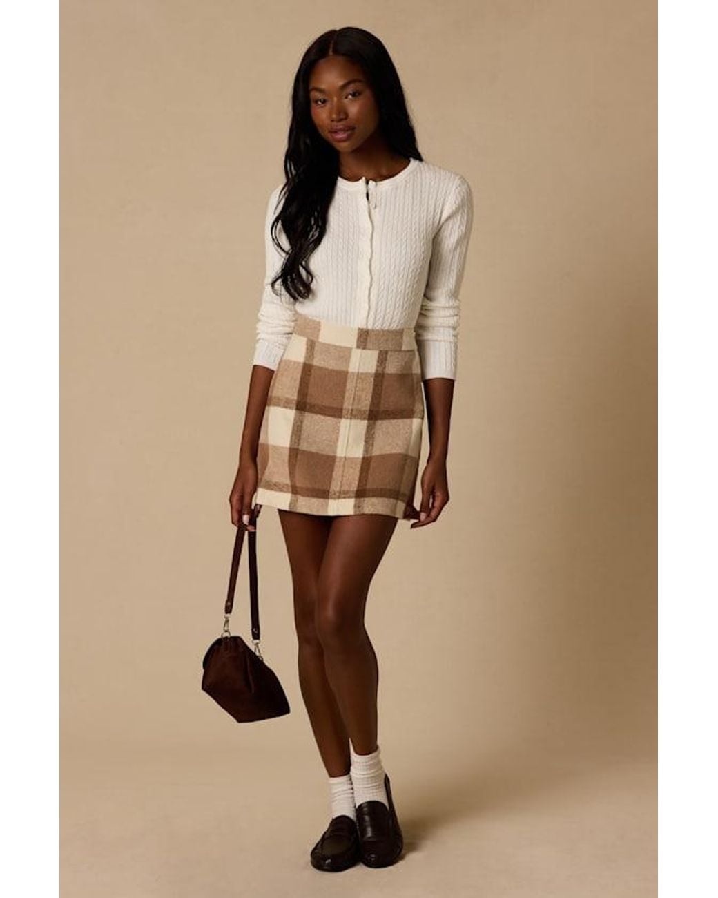 Lulus Natural Mad For Plaid Plaid Mini Skirt
