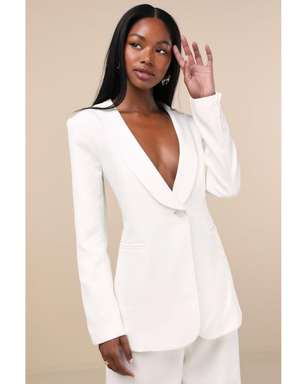Elliatt Natural Florence Button-Front Blazer