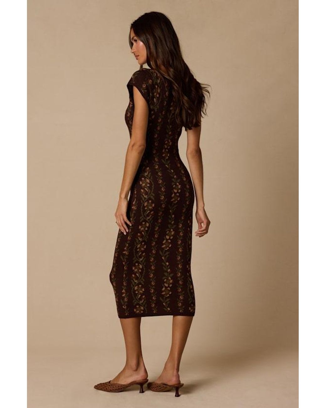 Lulus Natural Savanna Floral Button-Front Sweater Midi Dress
