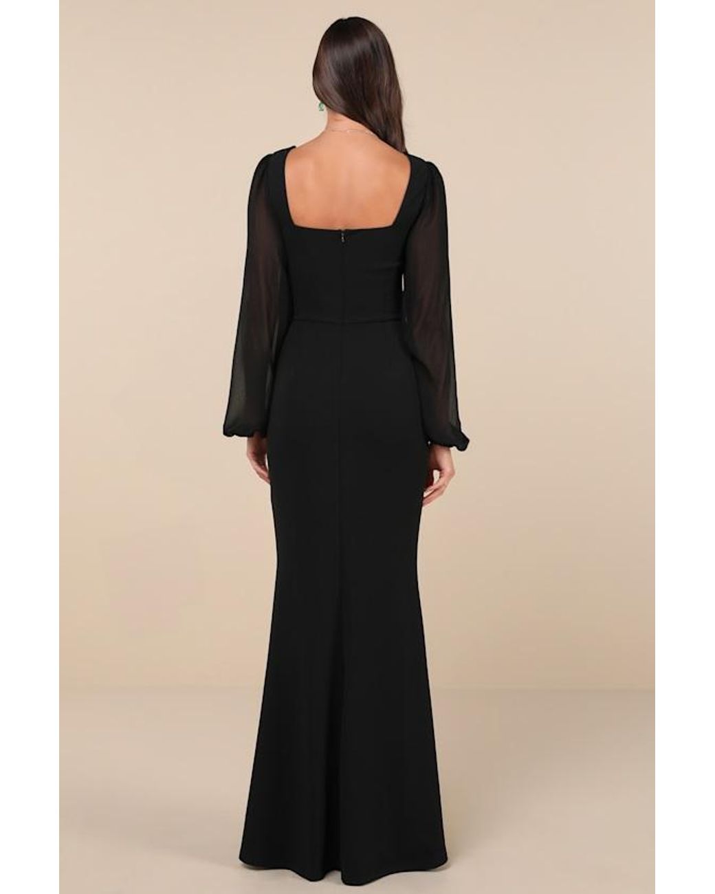 Lulus Black Composed Elegance Balloon Sleeve Mermaid Maxi Dress