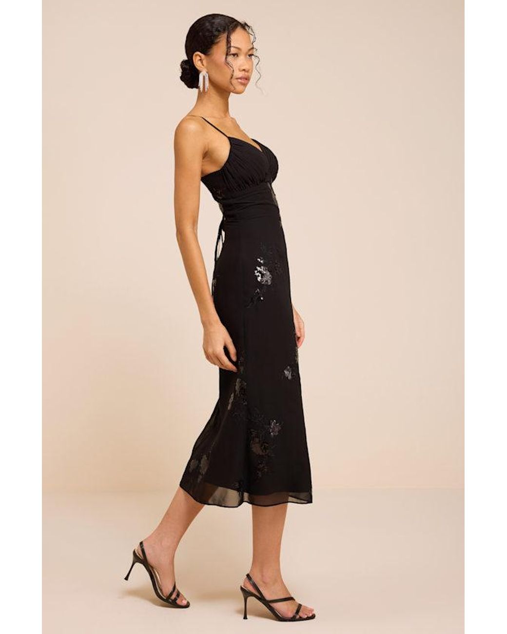 Lulus Natural Minx Sequin Lace-Up Midi Dress